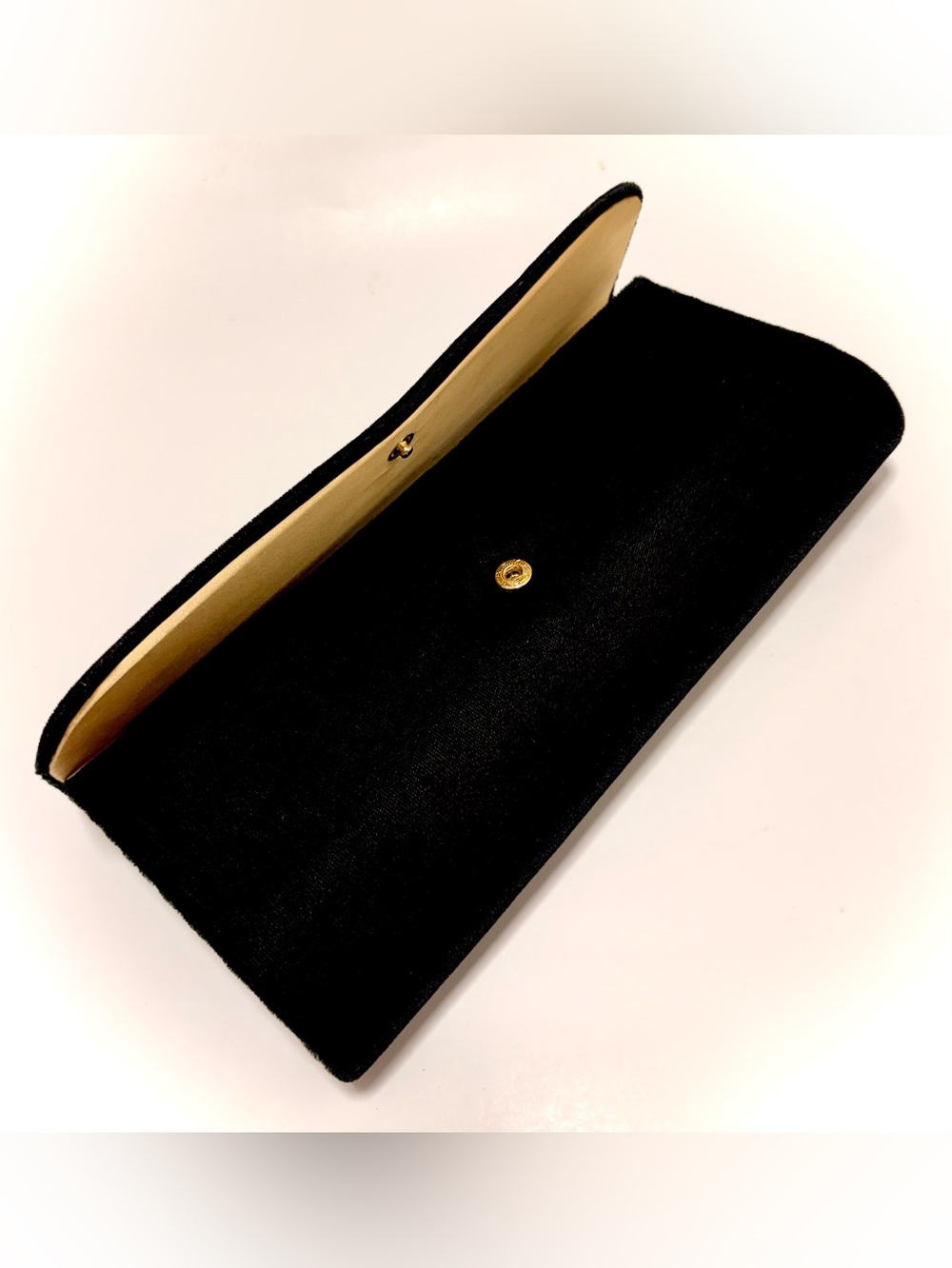 Victoria's Secret Black Velvet Clutch with Gold Heart Accent